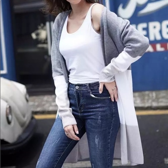 GRACEY’S / Color Block Oversized Pullover Cardigan - Picture 3 of 5